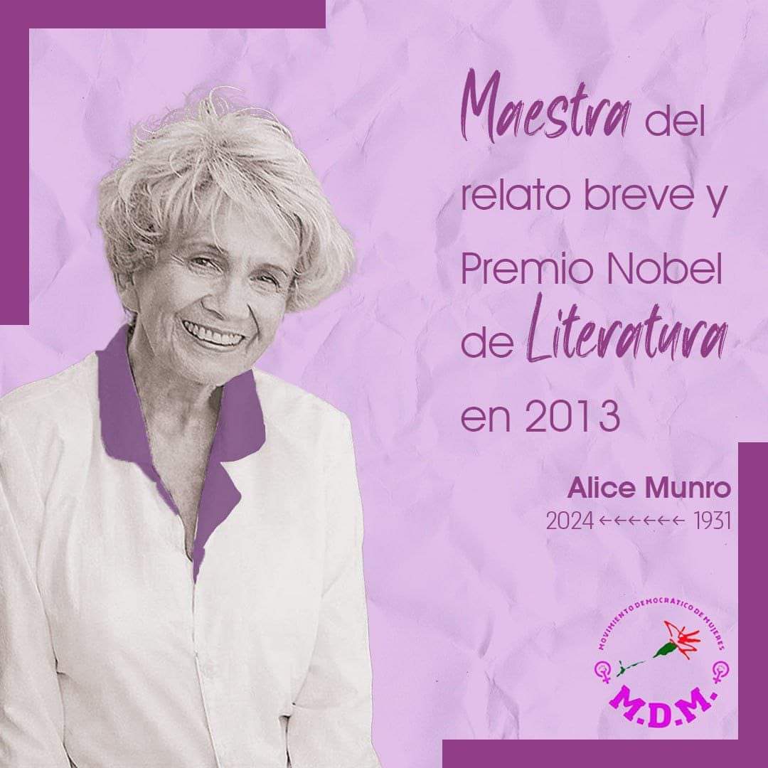 ✍️Ha fallecido la escritora Alice Munro, una de las pocas mujeres que consiguieron traspasar el muro patriarcal de los premios Nobel (2013).
 
Las comparaciones son muy odiosas, y a ella se le puso el sobrenombre de la Chéjov canadiense. 📖

#Alicemunro 
#Premiosnobel
#nobel