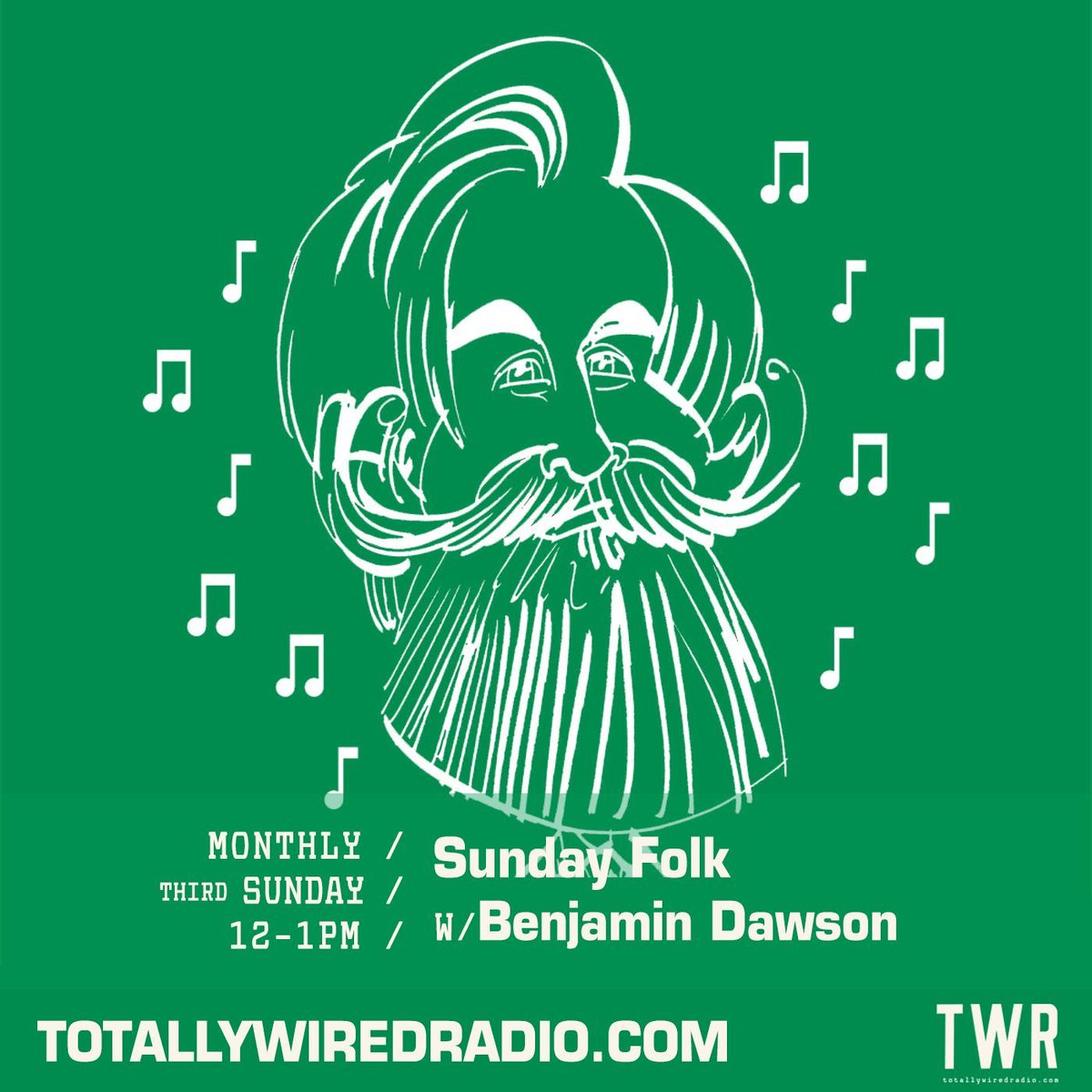 Sunday Folk w/ Benjamin Dawson #startingsoon on #TotallyWiredRadio Listen @ Link in bio. - #MusicIsLife #London - #Folk #Roots #World #Traditional #Acoustic