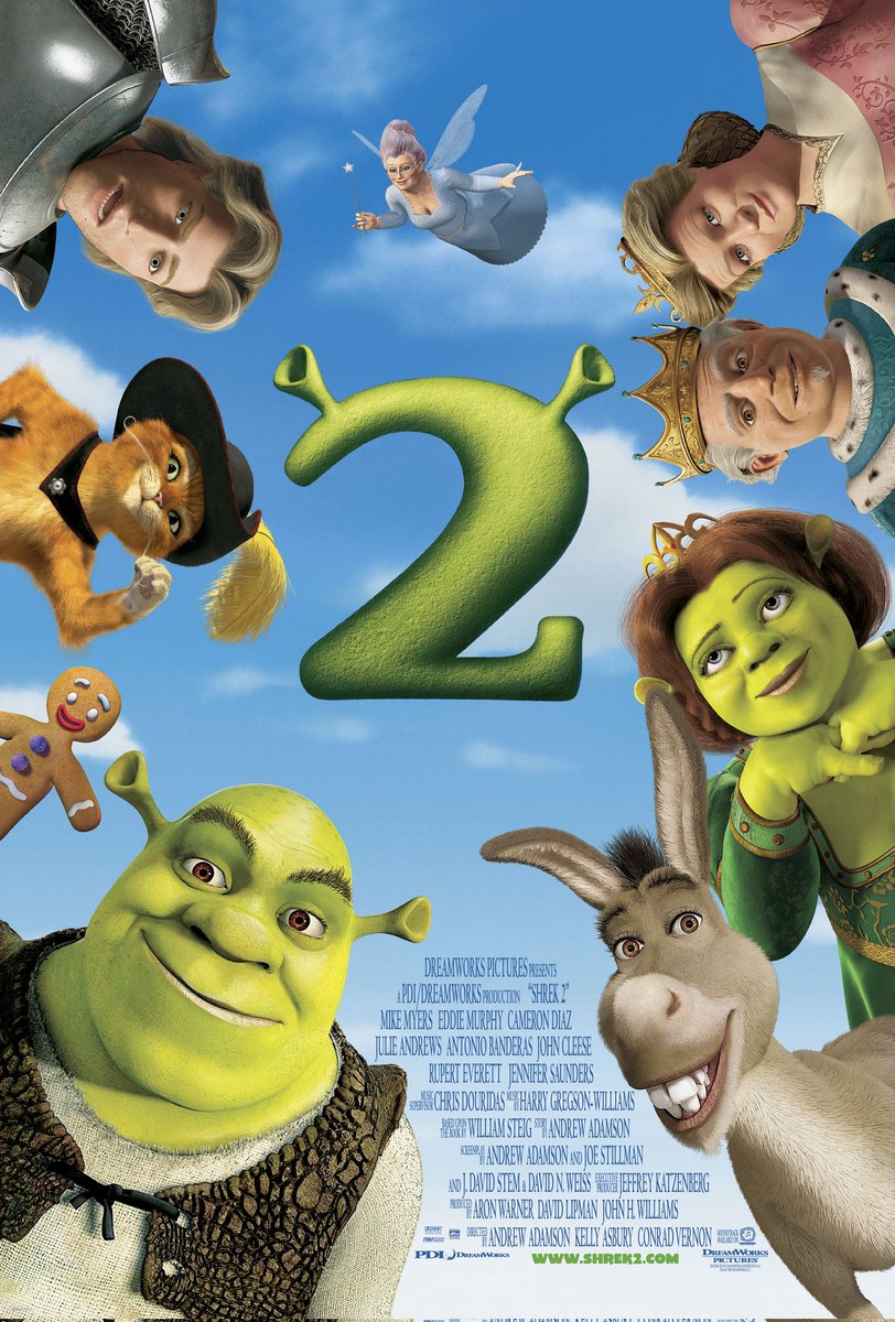 Happy 20th Anniversary to the film 'Shrek 2' (May 19, 2004) #20Years #Shrek2 #MikeMyers #EddieMurphy #CameronDiaz #JulieAndrews #AntonioBanderas #JohnCleese #RupertEverett #JenniferSaunders #2000s #2000sMovies