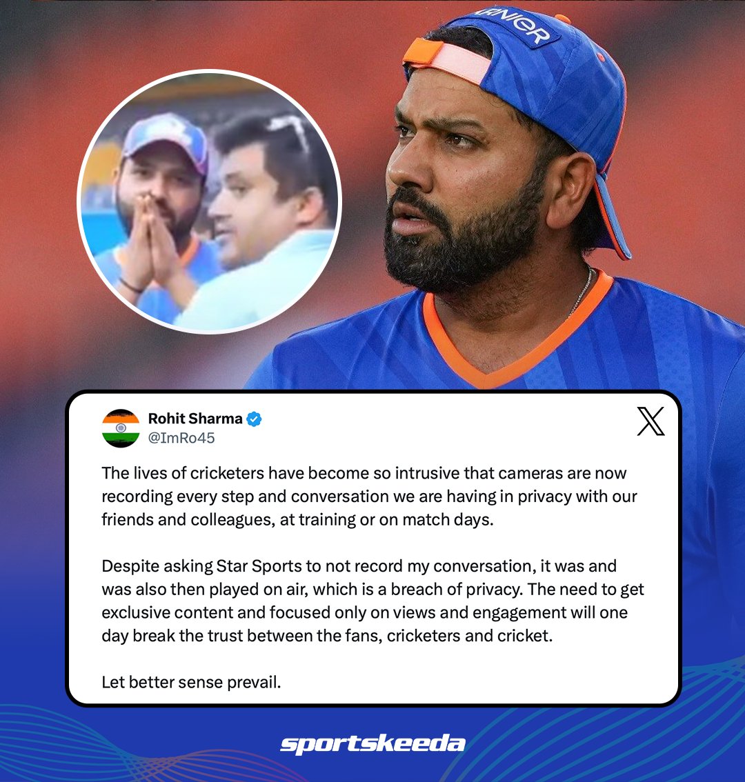 Rohit Sharma criticizes Star Sports for recording his conversation despite his request not to do so 👀 #IPL2024 #RohitSharma #CricketTwitter