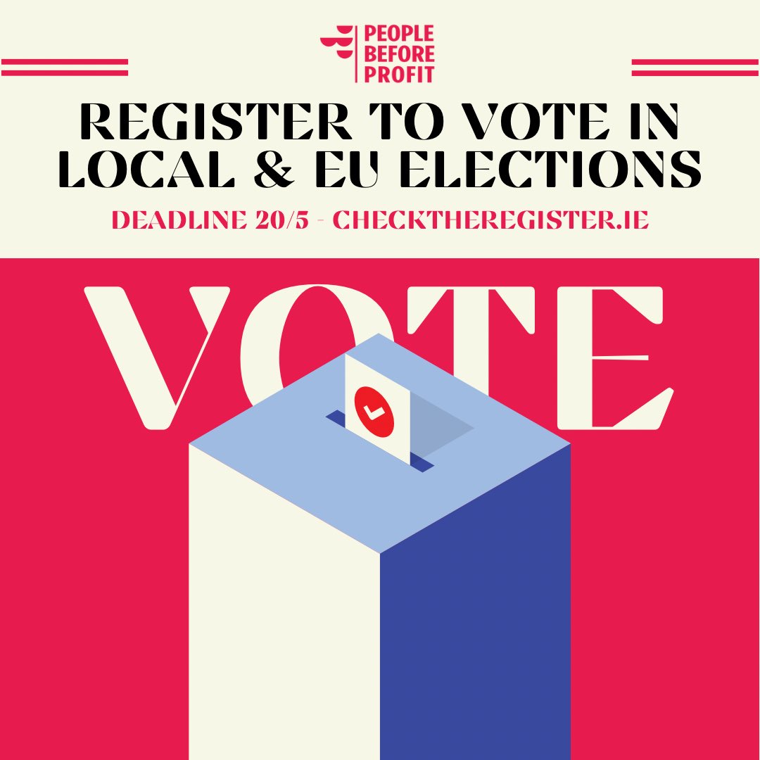 Tomorrow is the deadline for voter registration in the upcoming EU and local elections. Check the register here and make sure your voice is heard on June 7th 🗳️ checktheregister.ie/en-IE/?fbclid=… #euelections2024 #localelections2024