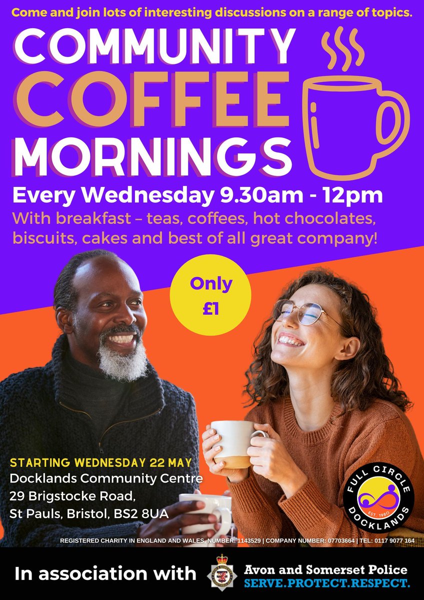 ☕ Our Community Coffee Mornings start back this Wednesday 22 May! 

Come and join us for breakfast, a nice cuppa and lots of interesting discussions on a range of topics.

We look forward to seeing you there 👋🏾

#BristolCommunity #StPaulsBristol