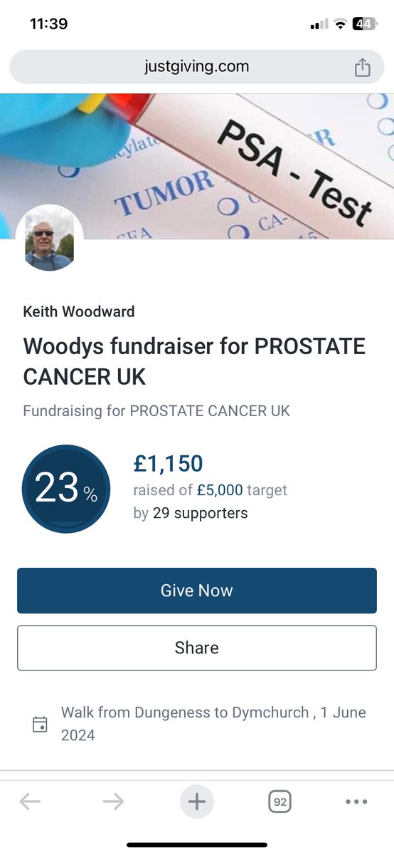 Thank you to all who have kindly donated we are raising money and awareness of Prostate Cancer 

justgiving.com/page/keith-woo…