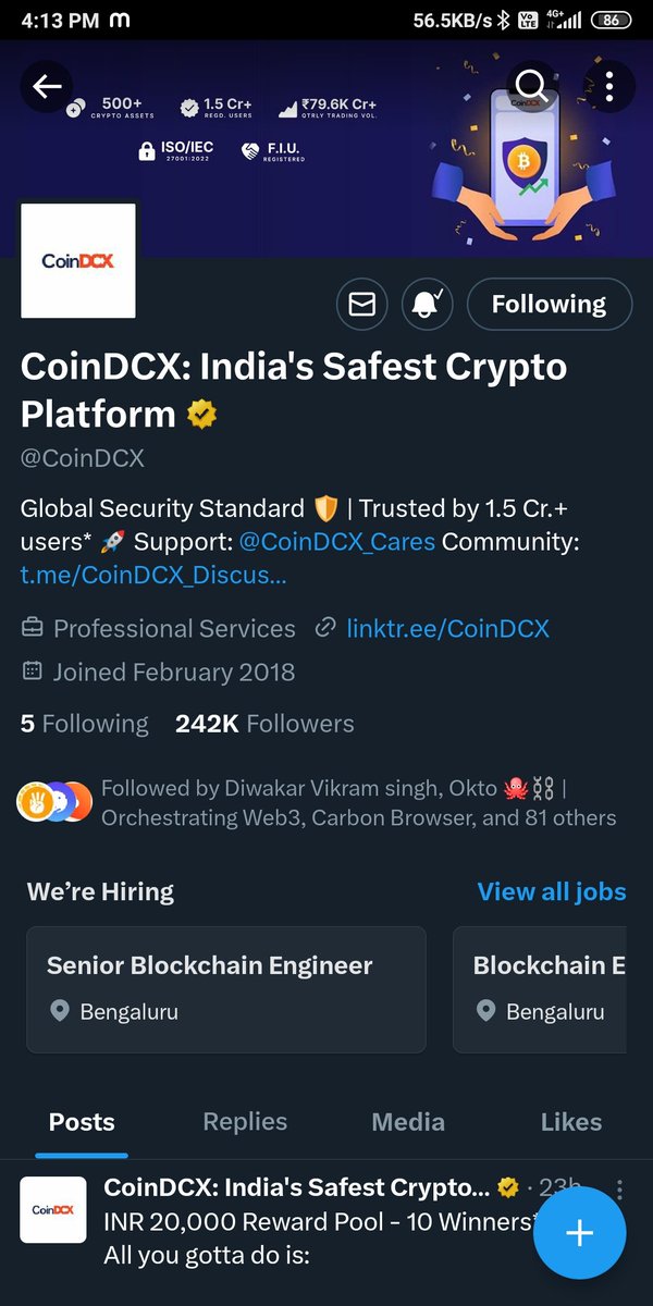 OneSurpriseBWin's tweet photo. @CoinDCX ✔️The Token In the image is $BEAM token @BuildOnBeam.
✔️New Token listing on #CoinDCX.
✔️Follow, Like and RT Done.👍🔄✅
@bigwinbigwin143
@Hsjsjjehe2883
@mahalik_babita
#CoinDCXListing #WeekendGameNights
#CoinDCX #Giveaway #BEAM https://t.co/wSHBvPTsU3