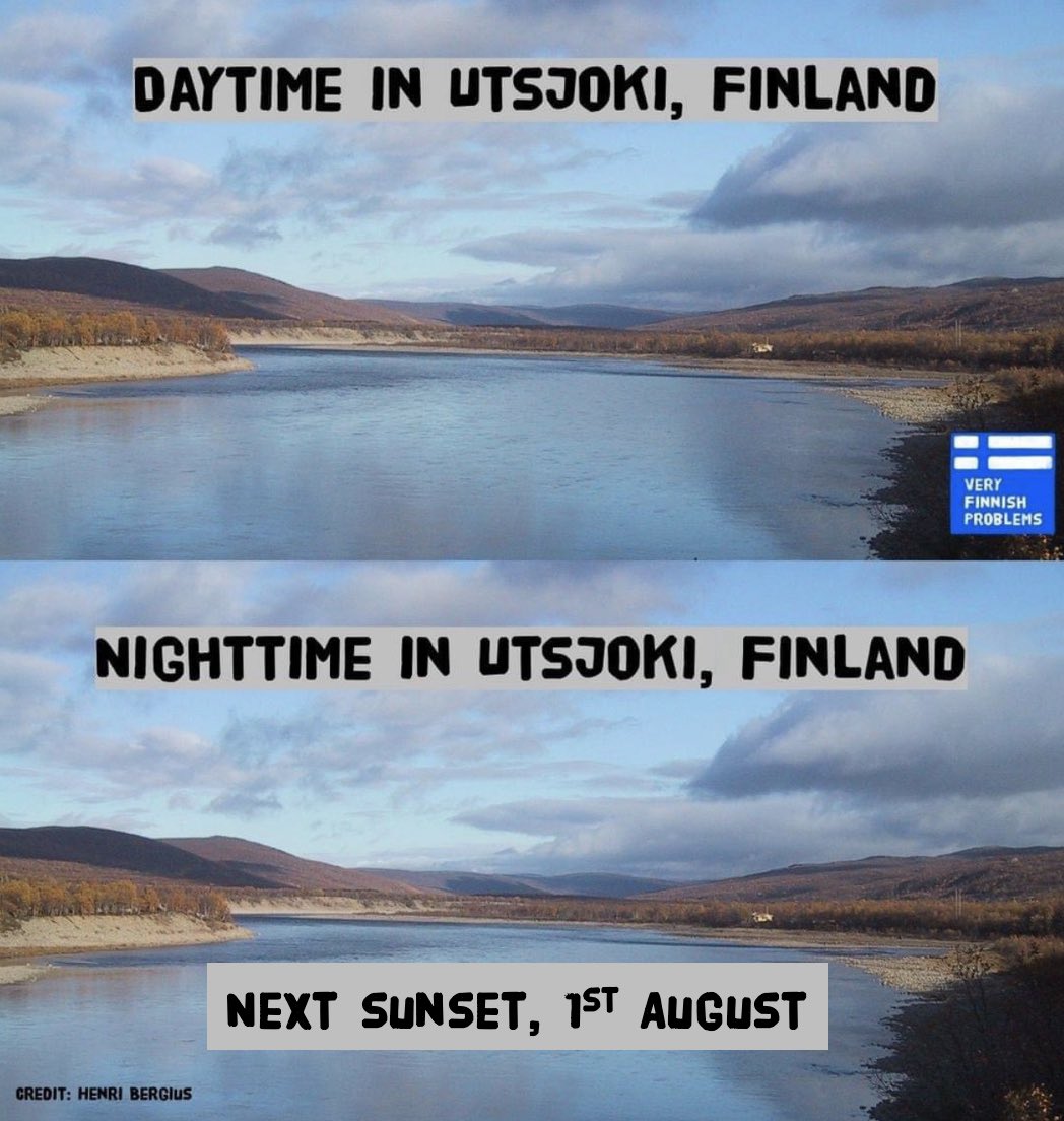 The Polar Day lasts over 60 days in Utsjoki, Lapland. Do you think you could handle it? 😎☀️☀️