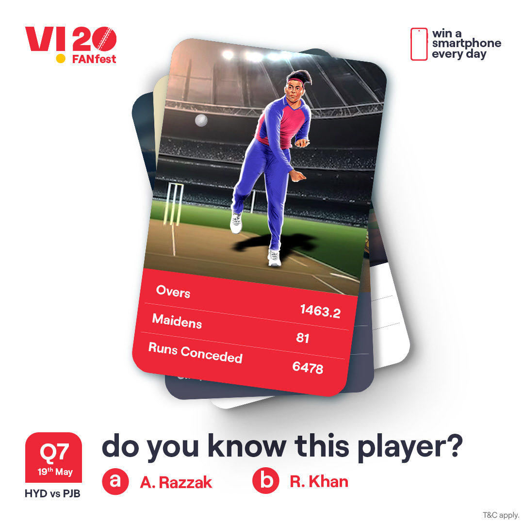 A challenge that separates the cricket experts from the rest. Identify this player and you stand a chance to win a smartphone every day. 1. Follow our page 2. ⁠Comment the right answers with #Vi20FANfest #ChallengeAlert #WinPrizes #Quiz #Challenge #ParticipateAndWin #HYDvsPJB