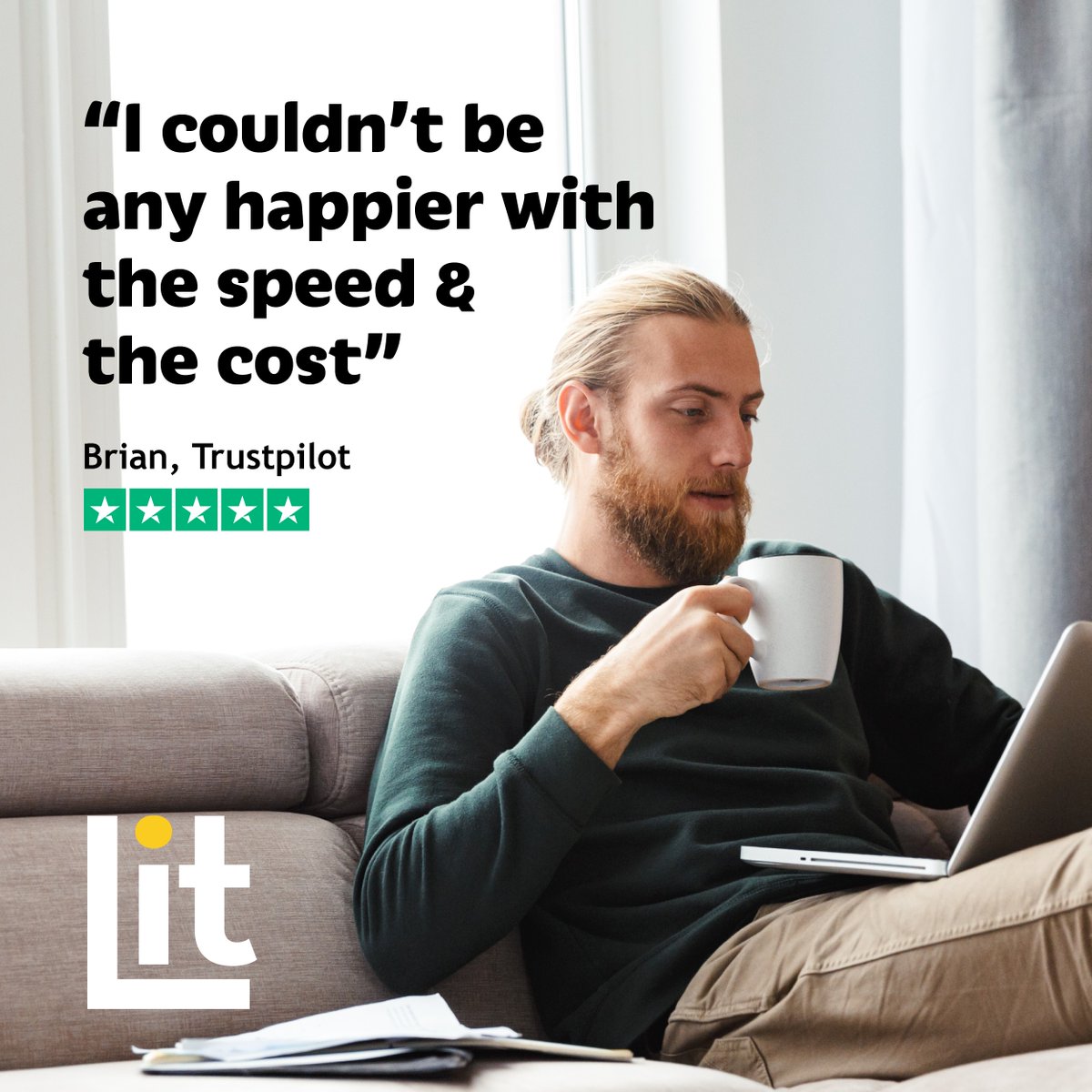Internet shouldn't have to cost a fortune! Lit Fibre = great value full-fibre ✨ 'Terry really knows his stuff & explained everything I needed to know together with the home broadband. I couldn’t be any more happier with the speed of internet & cost' Brian, Trustpilot
