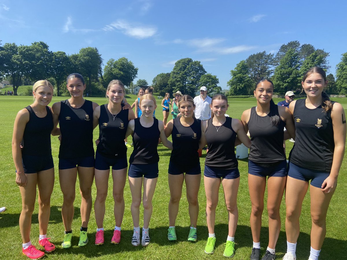 Lupton_Sedbergh's tweet photo. It’s a sunny start to Sports Day! ☀️ 
Super change overs and speedy finishes see the Junior &amp; Intermediate girls 4 x 200m teams take 1st &amp; 3rd place! 🏃‍♀️🏃‍♀️🏃‍♀️🏃‍♀️🥇🥉🤍🐺🖤 https://t.co/kZoMtnkOes