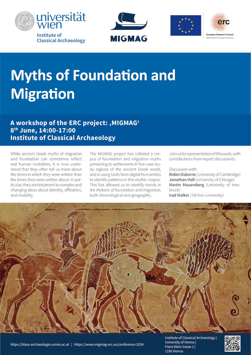 📢 Join us for the workshop on "Myths of Foundation and Migration", organized by the ERC project <a href="/MIGMAG_ERC/">MIGMAG</a>, on June 8th, 2024. Don't miss insightful discussions with expert panelists Robin Osborne, Jonathan Hall, Martin Mauersberg, and Irad Malkin!