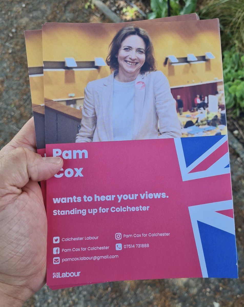 At yesterday's canvassing with @ColchesterLab, it was clear that local residents support Prof. Pam Cox, the UK Labour Parliamentary Candidate, a local Cllr and resident. Pam is set to make history as the 1st @UkLabour and 1st female MP for Colchester! #Labour #PamCox #Colchester