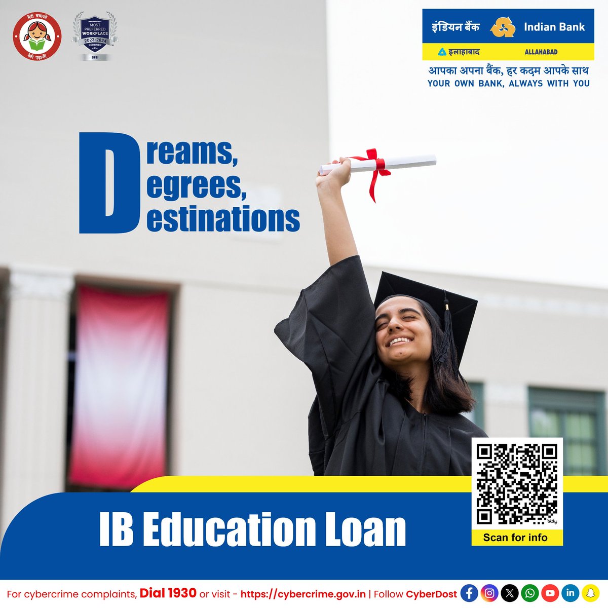 Unlock a promising future with our IB Education Loan and invest in yourself without financial worries. Empower your dreams, fuel your aspirations, and pave the way for a brighter tomorrow. Know More : bit.ly/IB_Educational… @DFS_India