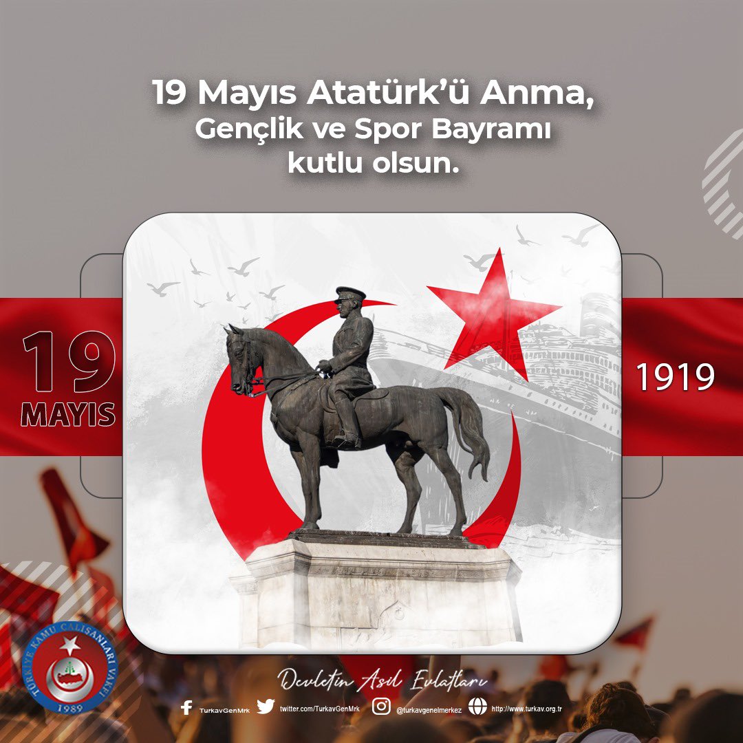 19 Mayıs Atatürk’ü Anma, Gençlik ve Spor Bayramı kutlu olsun. 

#19Mayıs1919
#Atatürk 
#DevletinAsilEvlatları 
#TÜRKAV