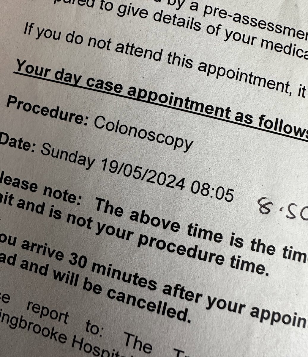 Not sure who is doing my colonoscopy today if NHS staff aren’t working weekends. The local plumber? 😆💩 #colonoscopy