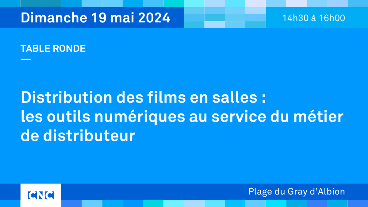 #Cannes2024 Distribution des films en salles : les outils numériques au service du métier de distributeur
Aujourd'hui à 14h30 | Plage CNC
 
Avec :
🔹Jean-Baptiste Babin, Backup Media Group
🔹<a href="/ybossenmeyer/">Yannick Bossenmeyer</a>, <a href="/Cascade8_Apps/">Cascade8</a> @LogicalPic
🔹<a href="/Charlotte_Bercu/">Charlotte Boisson</a>, <a href="/LuckyTime_/">LuckyTime</a>