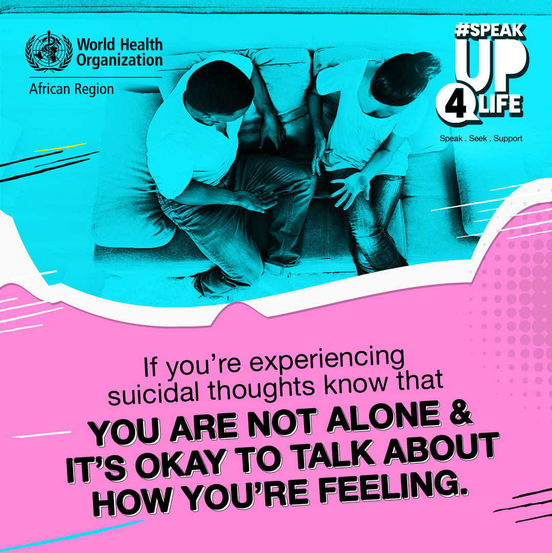 If you are having thoughts of suicide: 🔸 Remember, you are not alone. Talk to someone you trust about how you feel. 🔸 Join a support group. 🔸 Seek professional help. #MentalHealthMatters