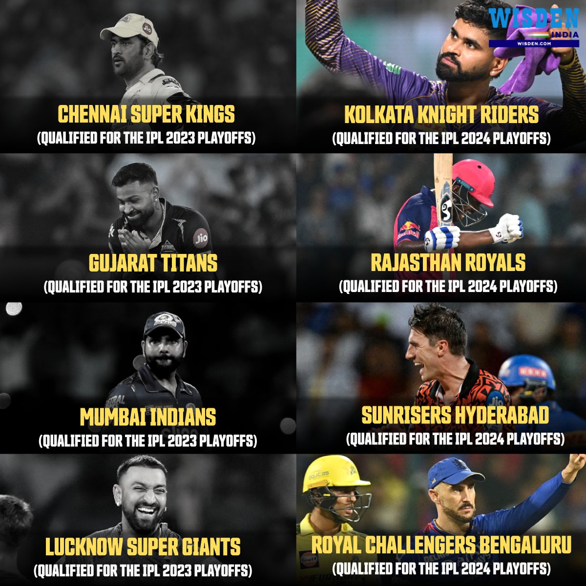 IPL 2023: CSK, GT, MI, and LSG. IPL 2024: KKR, RR, SRH, and RCB. For the first time ever, the playoff teams in consecutive IPL seasons are completely different 😵 #KKR #RR #SRH #RCB #IPL2024 #Cricket #RCBvsCSK #IPLPlayoffs