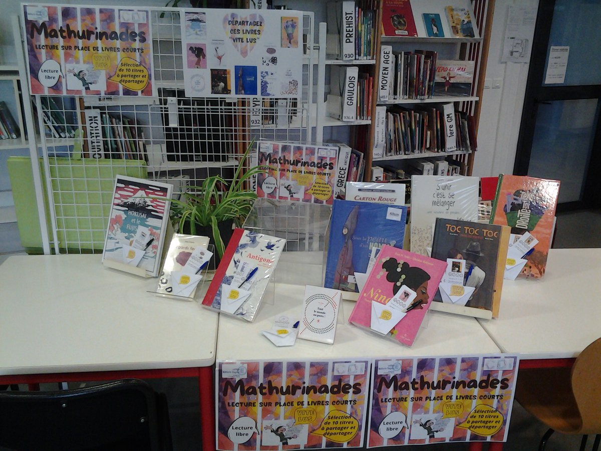 Une semaine sur le thème de la lecture📚
Lundi, le club lecture est allé acheter des romans ados.
Les classes de 4e et 3e sont venues profiter d'un petit moment calme de lecture sur place.
Et tout le monde a pu découvrir la sélection des Mathurinades de mai, des albums vite lus.
