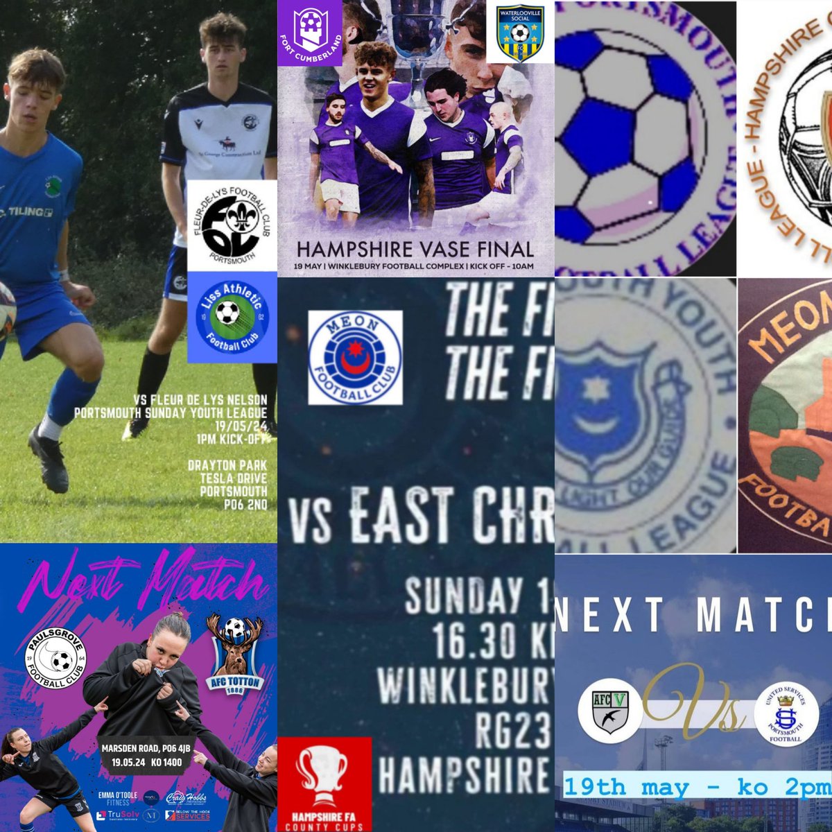⚽️ Sunday Matchday ⚽️
      #GreatDayAhead

@USWomenFC (a)
@PaulsgroveFC #Ladies (h)
@Fleurdelysfc1 U18 #Nelson (h)

In @HFA_CountyCups #Finals at @WinkleburyHFA it's,

@fortcumberland v @VilleSocialFC 10.0am
..and @FcMeon at 4.30pm

.. plus the @MeonFL #Vets play #allthebest 👍