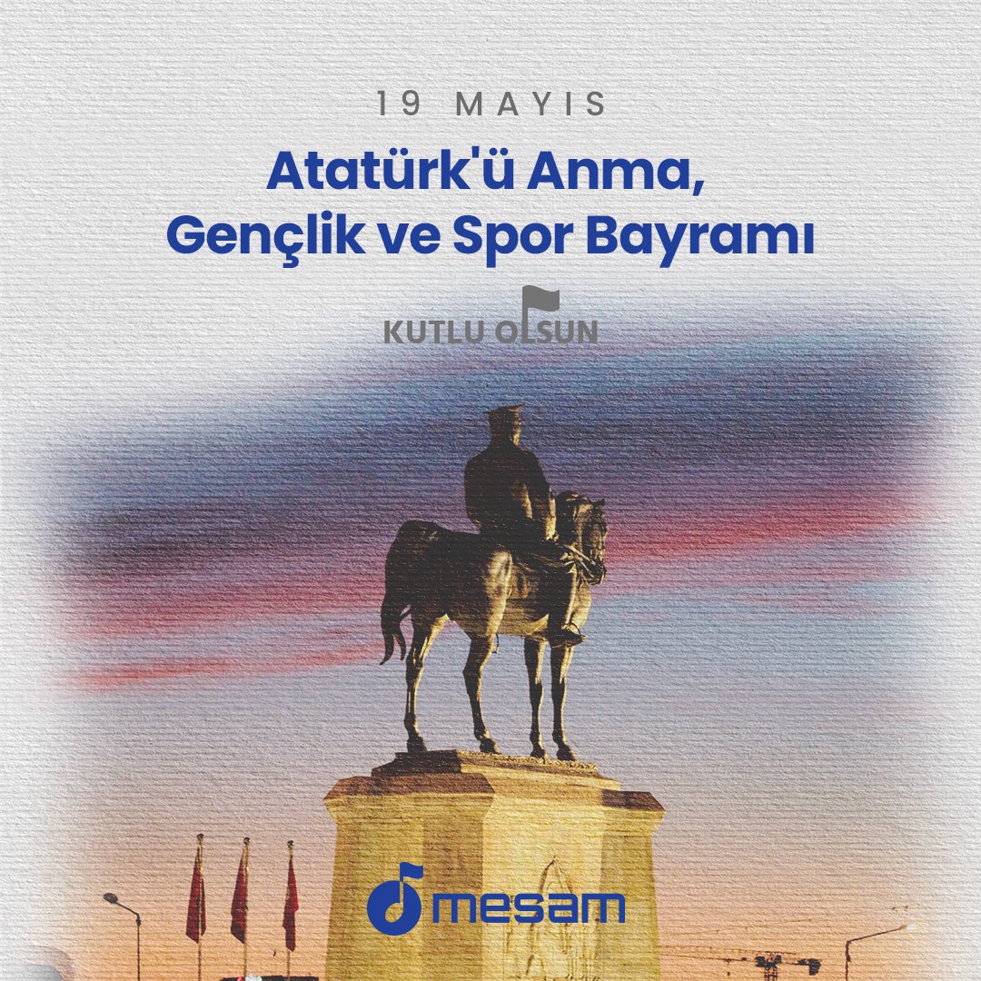 Ulu Önder Mustafa Kemal Atatürk’ün, ülkemizin aydınlık gençlerine armağan ettiği bu özel gün, 19 Mayıs Atatürk’ü Anma, Gençlik ve Spor Bayramı kutlu olsun! ❤️ #MESAM #19Mayıs #AtatürküAnmaGençlikveSporBayramı