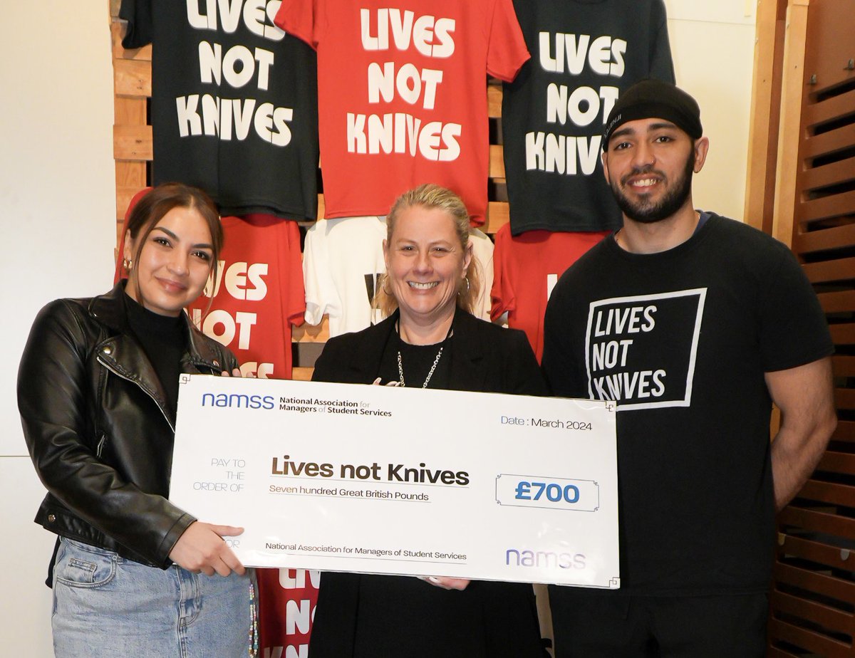 NAMSS (@namss_ac_uk) on Twitter photo We were absolutely delighted to be able to present <a href="/LNKcharity/">Lives Not Knives</a> with a cheque for £700, thanks to those who participated in our raffle at our annual conference in March.
This donation will help to support positive engagement and education around this important topic. We were absolutely delighted to be able to present <a href="/LNKcharity/">Lives Not Knives</a> with a cheque for £700, thanks to those who participated in our raffle at our annual conference in March.
This donation will help to support positive engagement and education around this important topic.