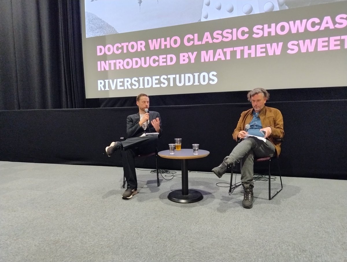 Great time yesterday, first at the Gunnersbury Park Museum looking at lots of props from sci-fi shows, including the beautiful remake of the production line from Power of the Daleks and then at Riverside Studios with @themindrobber and @gossjam for serious Dalek talk.