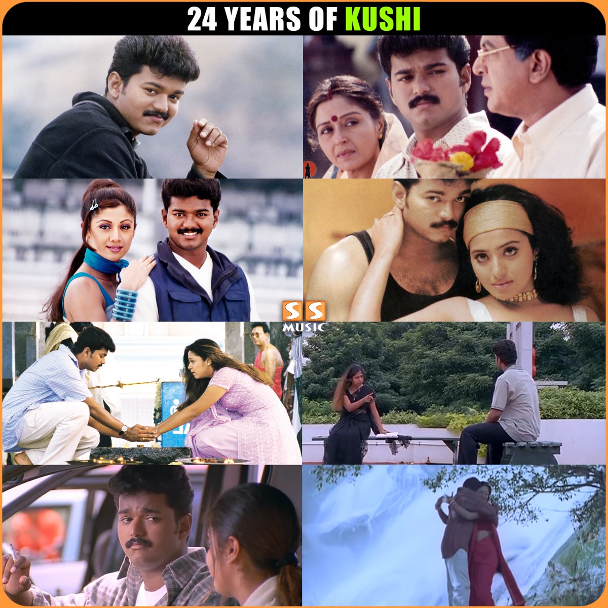 SSMusicTweet's tweet image. Here&apos;s to the timeless charm and infectious positivity of &quot;Kushi&quot; that continues to captivate audiences worldwide - 24 Years of Kushi 🔥💗🎉

@iam_SJSuryah @actorvijay #Jyothika #Mumtaj #Vijayakumar @ungaldevaoffl 

#Kushi #KushiMovie #24YearsofKushi #ThalapathyVijay #Jyotika…