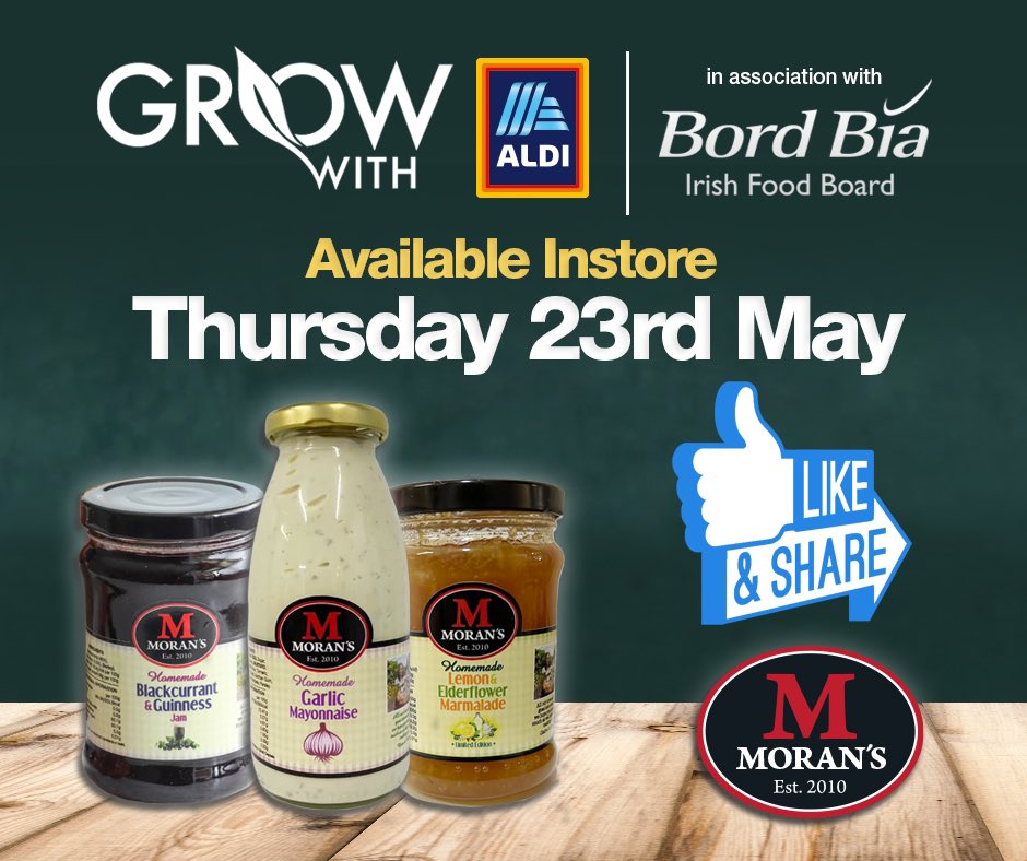 We are delighted to say 3 of our produ will be in @Aldi_Ireland nationwide this Thursday . Make sure to get them while stocks last 😀 moransmegajam.ie
@createdincavan @Bordbia #jam #marmalade #garlicmayo #growwithaldi2024 #ireland