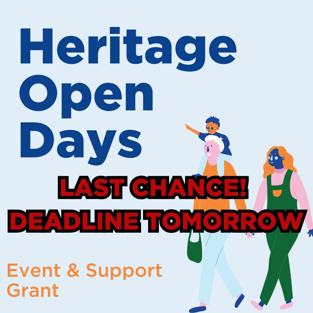 ⏰LAST CHANCE - FUNDING APPLICATIONS 📆 DEADLINE TOMORROW 💰Heritage Open Days Event & Support Grants 2024💰 🎨Our grants are here to help Leeds' creatives, freelancers, historians, communities and organisations to host Heritage Open Days events. 🔗zurl.co/zVyt