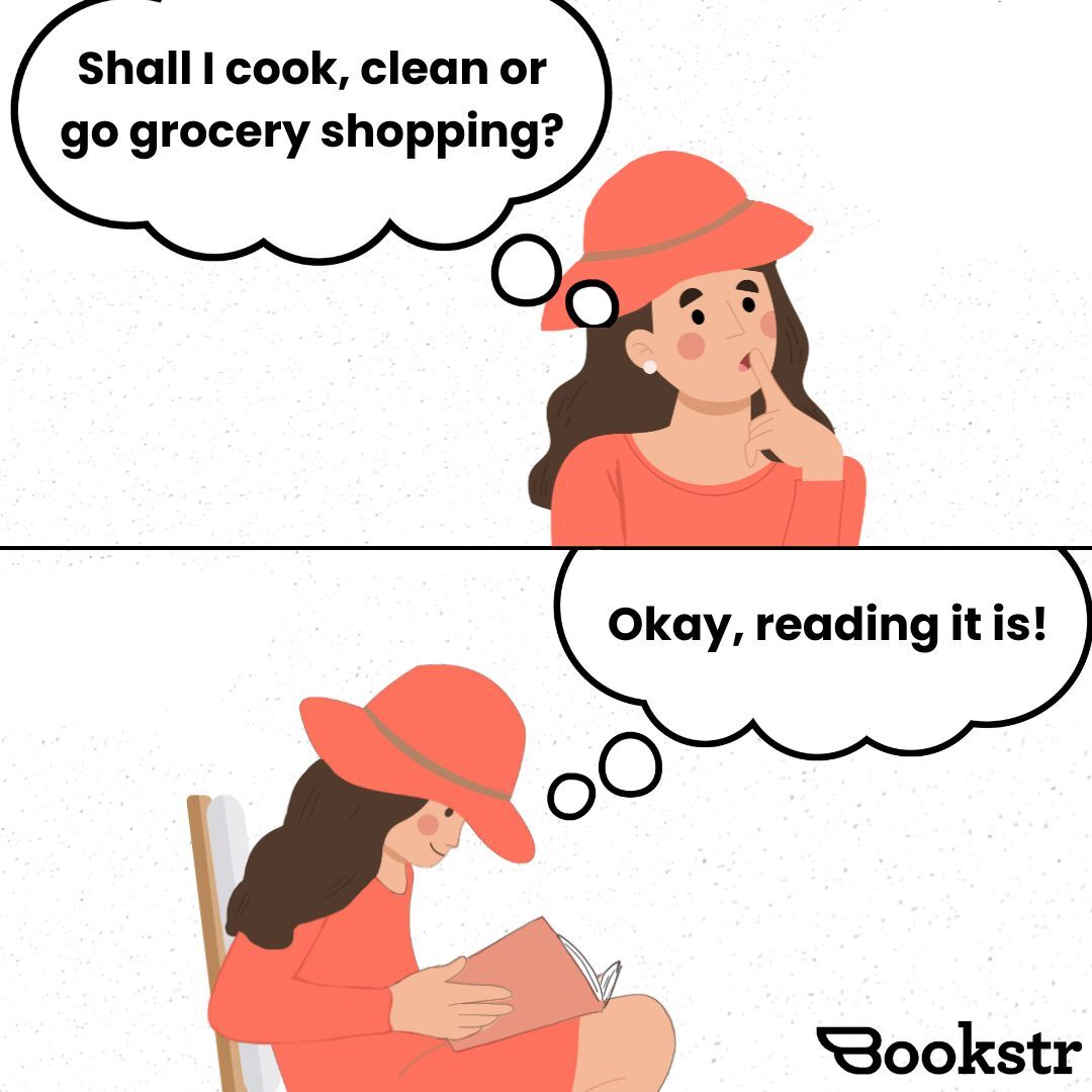 We will always choose books over responsibilities. 🤭😅😬 [🤪 Meme by Elizabeth Hoyer] #memes #bookmemes #bookishhumor #funnybookmemes