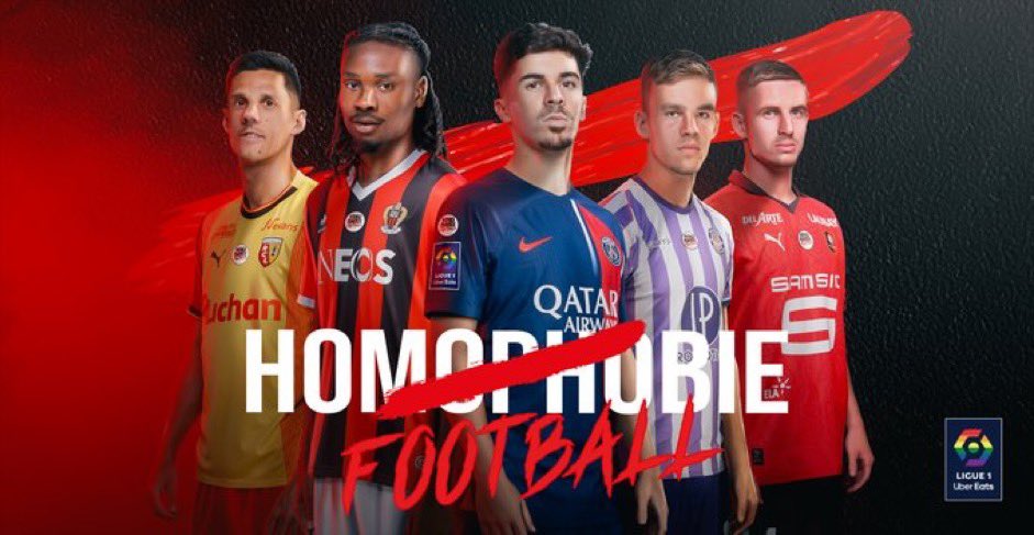 L' @UJSFoff s'associe à la @LFPfr dans la lutte contre toutes les discriminations. Ce soir,  un badge H̶o̶m̶o̶p̶h̶o̶b̶i̶e̶ football sera distribué à tous les journalistes accrédités lors de la 34e journée de @Ligue1UberEats 
#DégageonsLesDiscriminations #JouonsLaCollectif