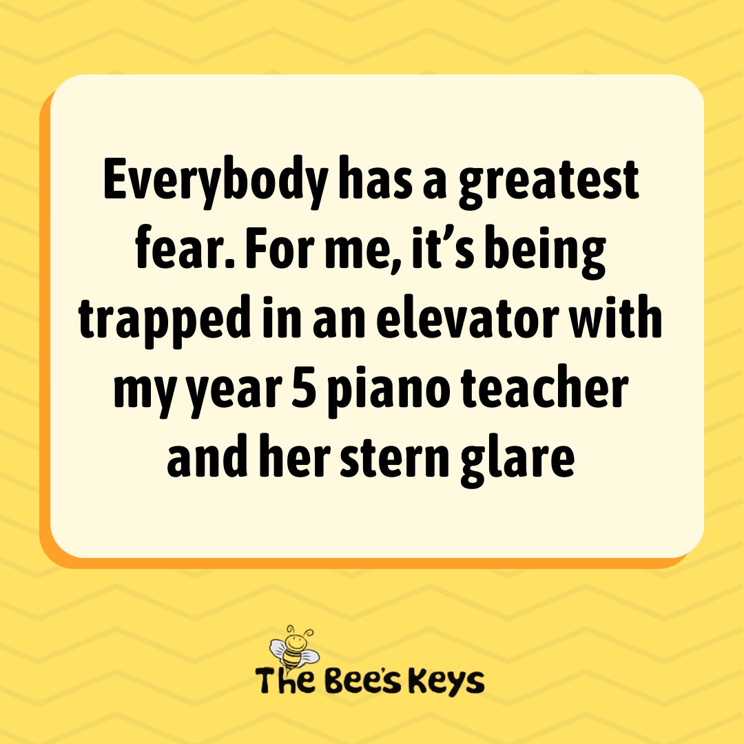Who would you least like to get stuck with in an elevator?! 

Let me know below 

👇👇👇👇👇👇👇

#TheBeeskeys #Swindon #PianoLessons #AdultLearners #Goals #ElevatorNightmare #StuckInAnElevator #AvoidingAwkwardMoments #NightmareScenario #FearOfTheUnknown #EscapingElevatorTraps