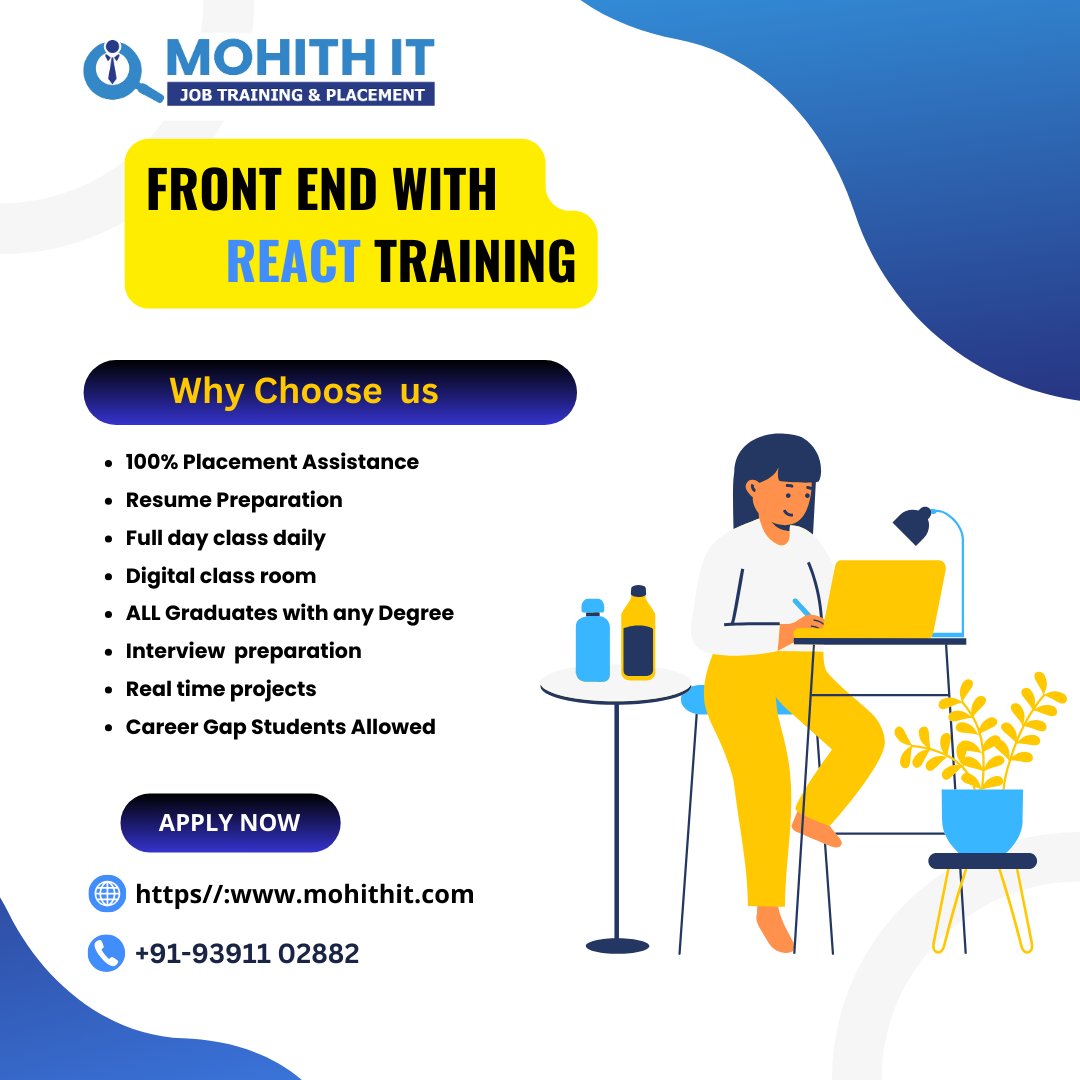 mohith_it's tweet image. Call us: +91-9391102882
MohithIT.com Join our Course in Hyderabad at mohithit Institute,available complate offline Course
Visit us: mohithit.com
#MohitIT #AngularTraining #ReactTraining #CareerOpportunity #PayAfterPlacement #InvestInYourFuture
