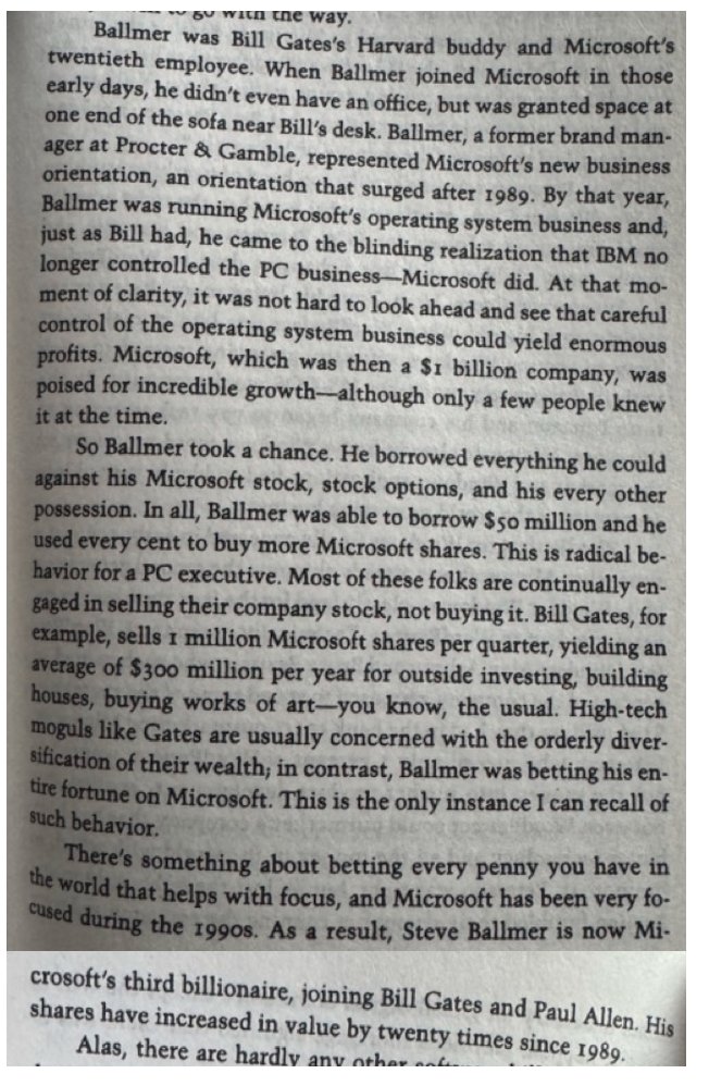 Ballmer was likely the first employee turned billionaire.  This passage about him borrowing money to buy more Microsoft shares is illuminating. 

On the arrangement that led to him getting as much as 8% in Microsoft stock - read forbes.com/sites/georgean…