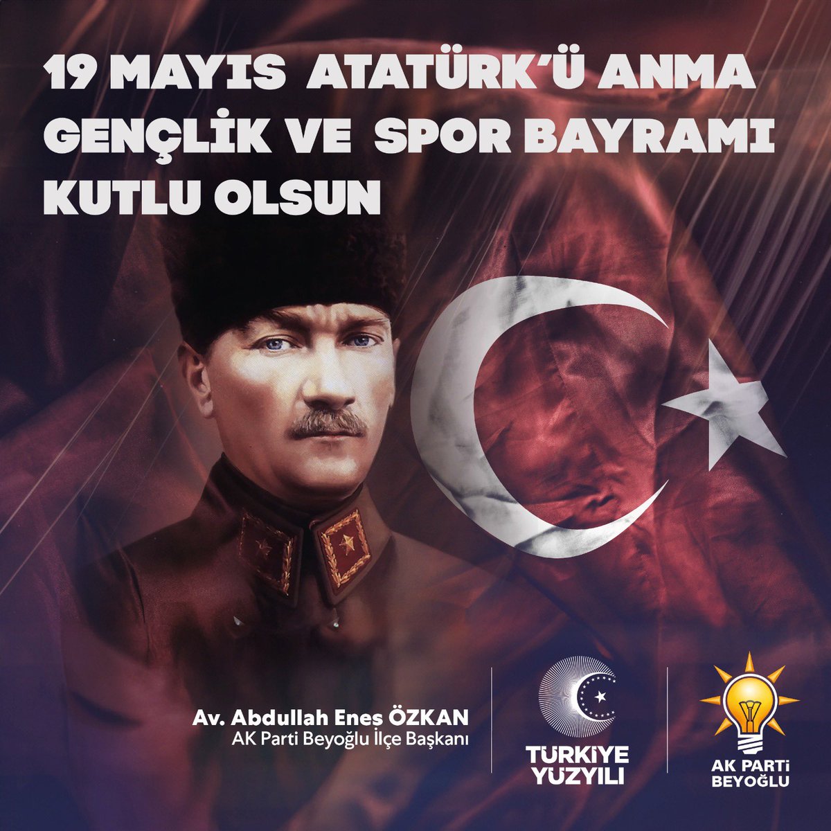 19 Mayıs Atatürk’ü Anma Gençlik ve Spor Bayramı’nı içtenlikle kutluyor; Bu vesile ile tüm şehitlerimizi ve gazilerimizi saygı ve rahmetle anıyoruz.