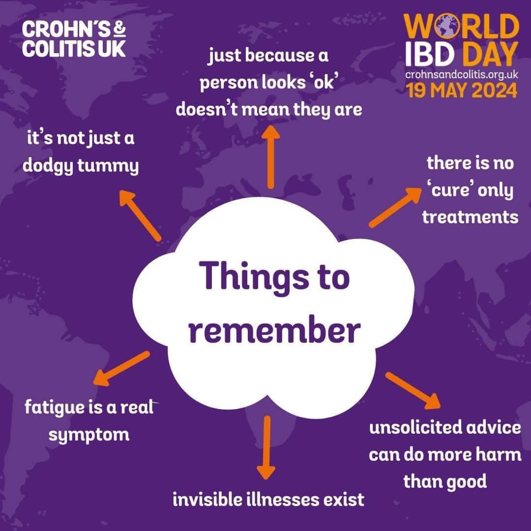 Today is World IBD Day. IBD = Inflammatory Bowel Disease & includes Crohn’s Disease (which I have) & Colitis. IBD can be debilitating in so many ways but is largely an invisible condition so I do all I can to raise awareness. Please show your support for #WorldIBDDay. Thank you.