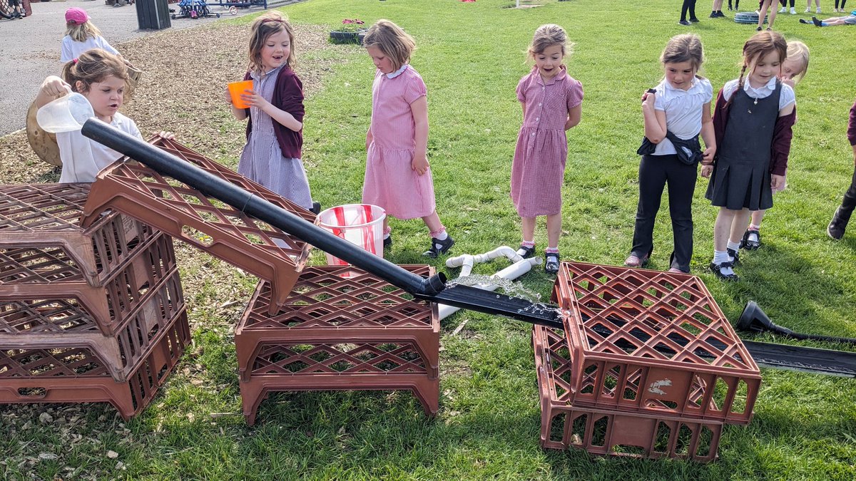 Great fun with guttering, crates and water in the sun last week.