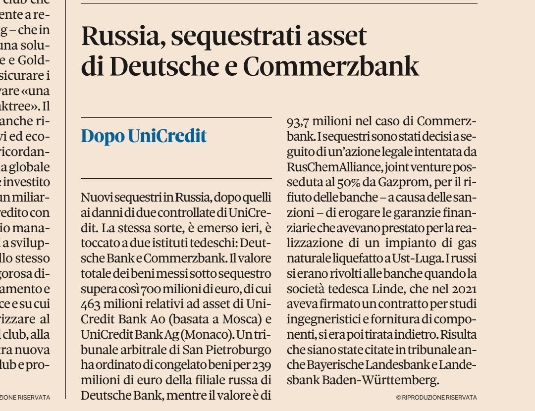 Le sanzioni alla Russia passeranno alla storia come uno dei più grandi suicidi economici di massa della storia. Dopo Unione Europea ed Eurozona ovviamente.