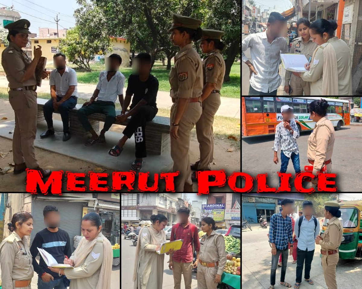 #MissionShakti अभियान के अन्तर्गत #MeerutPolice के समस्त थानों की #एन्टीरोमियो_टीमों द्वारा प्रमुख स्कूलों, बाजारों, रेलवे स्टेशन, भीड़-भाड़ वाले स्थानों,पार्क आदि पर चेकिंग कर संदिग्ध व्यक्तियों से पूछताछ की गयी । #UPPolice