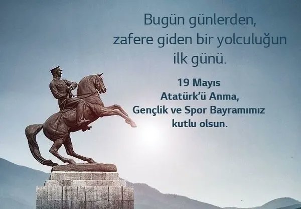 Bugün günlerden, zafere giden bir yolculuğun ilk günü. 

19 Mayıs Atatürk'ü anma, Gençlik ve Spor Bayramımız kutlu olsun. 
#AtatürküAnma #19Mayıs1919 #19MayısGururla