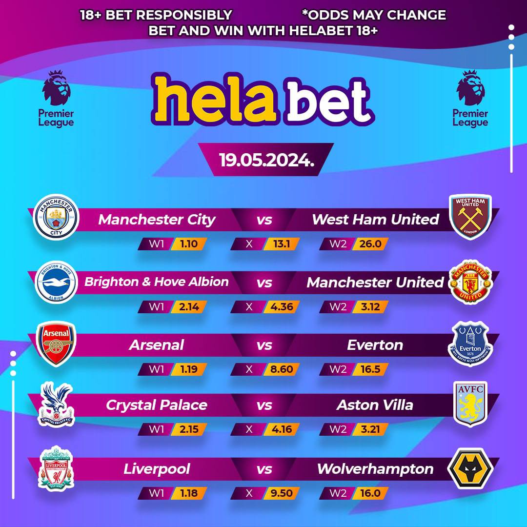 The EPL cup is at stake. Which way will it go? Arsenal or Manchester City. Place your predictions on Helabet and stand a chance to win big. Enjoy huge odds and zero taxation. REG: 1212fghnna.com/L?tag=d_342781… APP: 1212fghnna.com/L?tag=d_342781… Use Promo code 'KEROSI' and get 100% bonus.