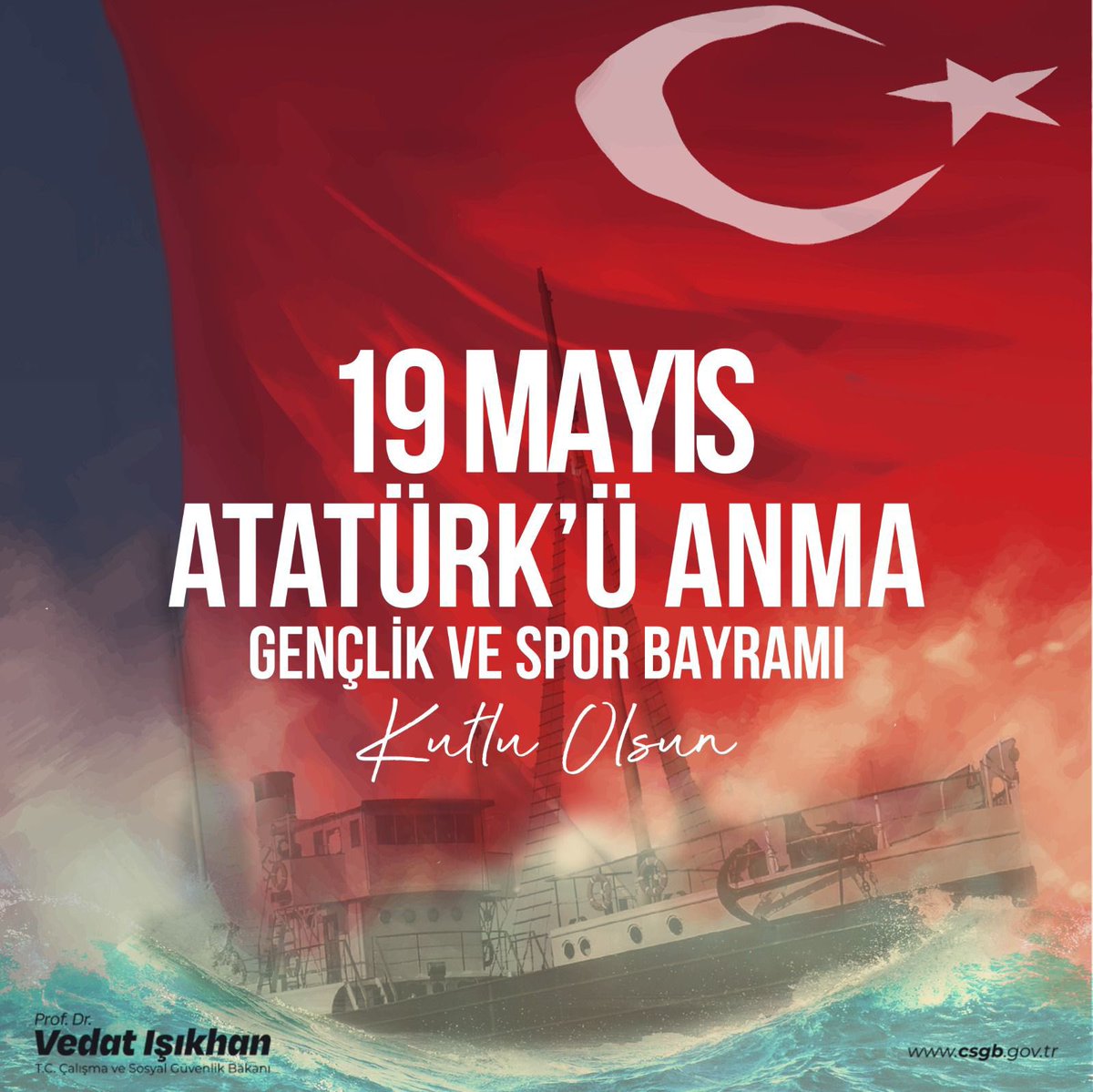 Cumhuriyetimizin banisi Gazi Mustafa Kemal Atatürk ve silah arkadaşlarını saygıyla anıyor, kıymetli gençlerimiz başta olmak üzere aziz milletimizin 19 Mayıs Atatürk’ü Anma, Gençlik ve Spor Bayramı’nı kutluyorum. 🇹🇷