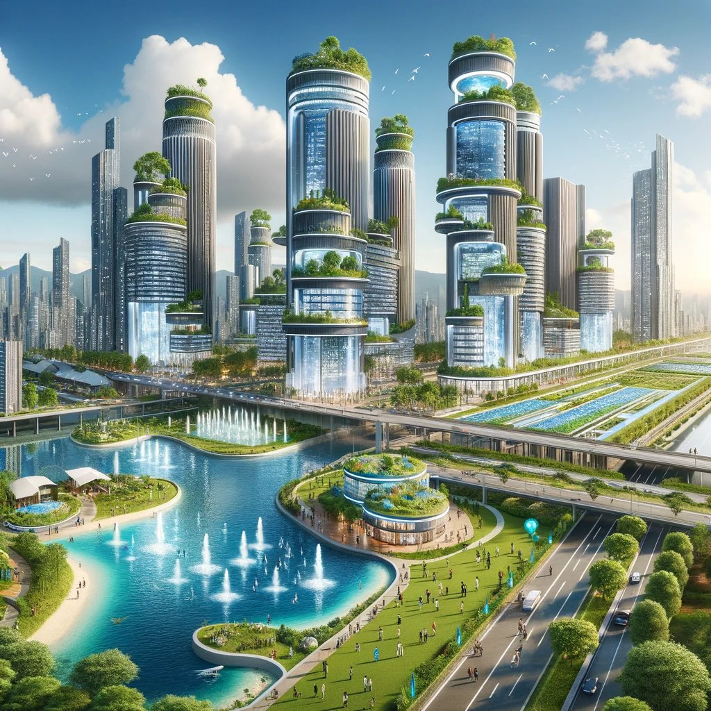 'Futuristic city harnesses rainwater, thriving on smart water conservation!' @siddipetme 🌱💧 #EcoCity #WaterConservation #SustainableFuture