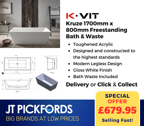 Kruze 1700mm x 800mm Freestanding Bath &amp; Waste 🧐

Deep and luxurious, this contemporary freestanding bath from Kartell Bathrooms brings that indulgent bathing experience to your home.

Product code: FSB1700KR
Buy here 👉 shorturl.at/P5vVQ