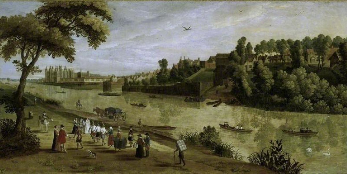 The Thames at Richmond with the Old Royal Palace. c.1620s. Flemish School.