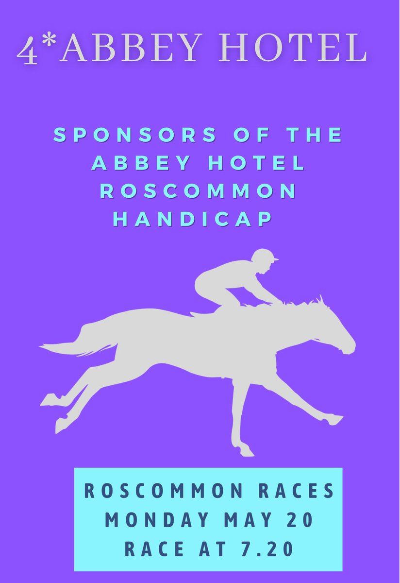Don’t miss a great evening out in Roscommon tomorrow evening for the @RoscommonRaces Abbey Hotel Roscommon Handicap Sponsored Race at 7.20pm. Pre and post races dining 🍔🍺🍷🍸🏇🐎🏇🐎 #races #roscommon