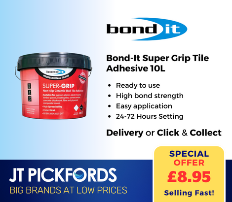 Bond-It Super Grip Tile Adhesive 10L 🧐

Suitable for fixing ceramics, mosiacs and some natural stone in dry or wet interior environments, it can also be used for domestic areas including showers, kitchens and bathrooms.

Product code: BDTA07
Buy here 👉 shorturl.at/9lR1r