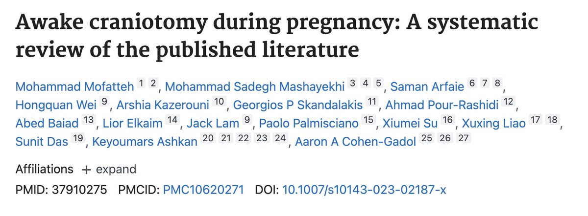 #ObstetriciaSEDAR🤰🏻⚠️La resección de lesiones cerebrales durante la gestación, mediante craniotomía despierta, en manos expertas, es segura y no altera el resultado del embarazo ♀️ No te pierdas esta revisión❤️pubmed.ncbi.nlm.nih.gov/37910275/