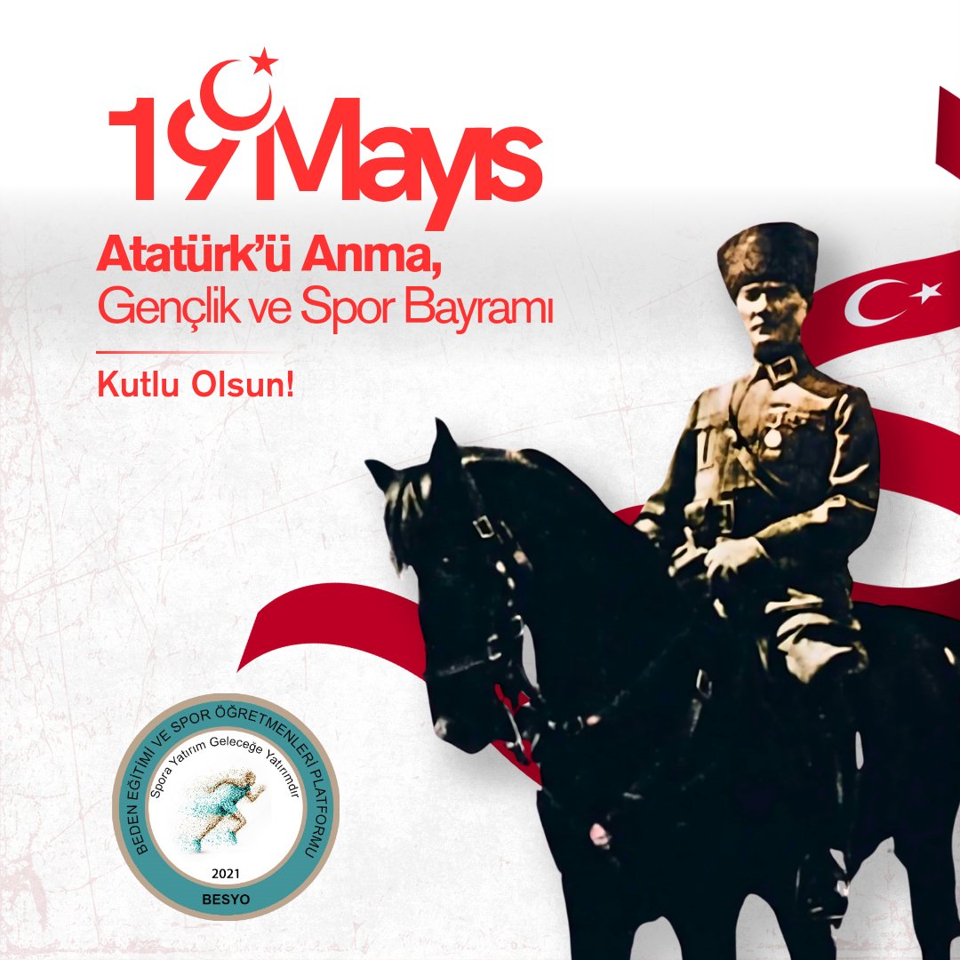 19 mayıs Atatürk'ü Anma, Gençlik ve Spor Bayramı'mız kutlu olsun. Nice güzel bayramlara 🇹🇷🇹🇷🇹🇷 #19Mayıs