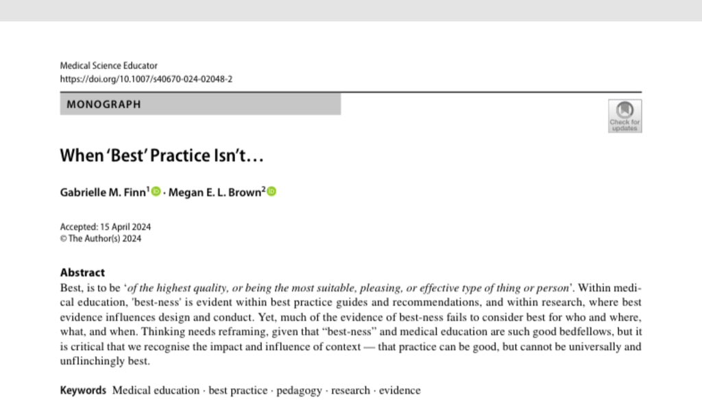 Read our monograph on why we think the term ‘best practice’ isn’t best! <a href="/Megan_EL_Brown/">Megan Brown</a> link.springer.com/epdf/10.1007/s…