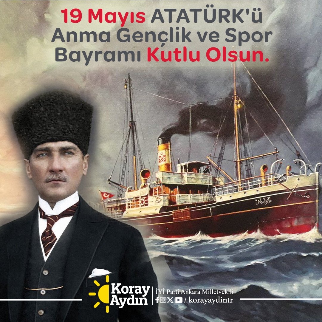 #19Mayıs 1919'da, Samsun'a ayak basarak İstiklal Savaşı'mızı başlatan Gazi #MustafaKemalAtatürk'ü ve tüm Milli Mücadele kahramanlarımızı rahmet, minnet ve şükranla anıyorum. 19 Mayıs Atatürk'ü Anma #GençlikveSporBayramı'mız kutlu olsun. Türk istiklal ve cumhuriyeti ilelebet var